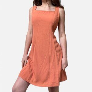 Vintage peach shift dress with square neckline